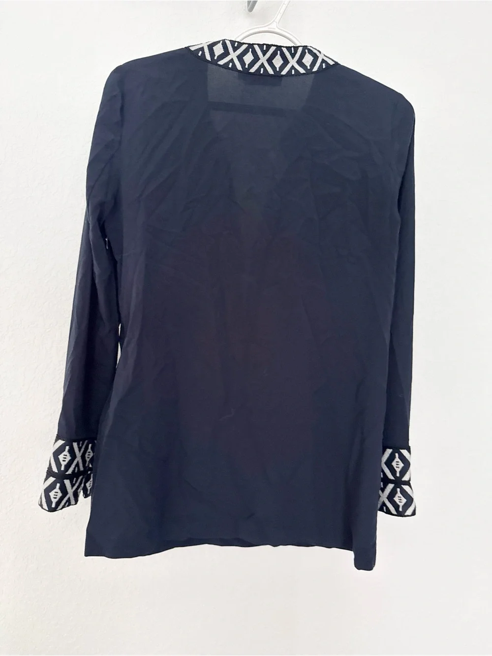 Tory Burch Black Tunic with White Geometric Trim
